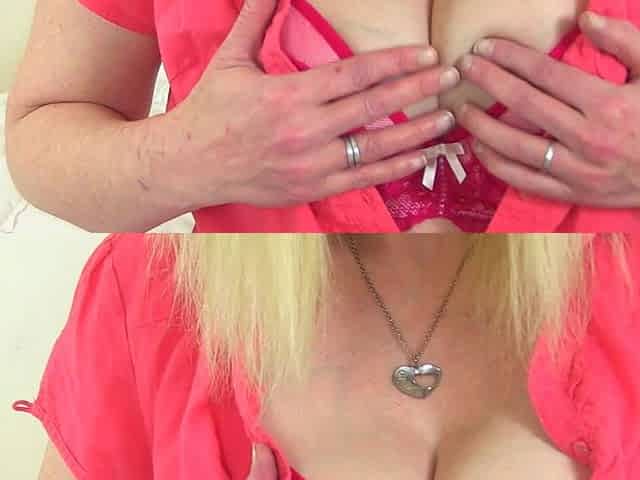 Horny Blonde Housewife Suzie Stone Plays with Her Natural Boobs & Pussy