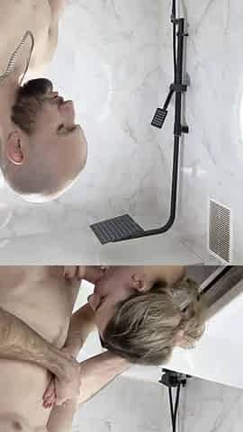 Couple films themselves in the bathroom