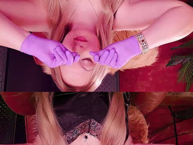 ASMR: purple nurse gloves and gold glitter see.