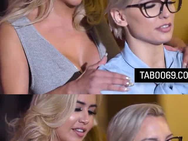 Blond milfs with large melons in wild trio with one fortunate man