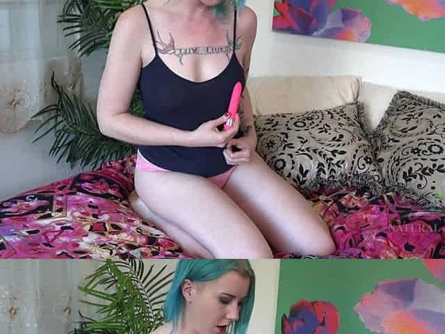 Blue Haired Teen Masturbates Her Hairy Pussy