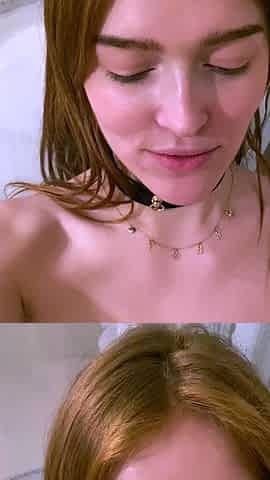 Shy amateur blonde spreads her hairy pussy