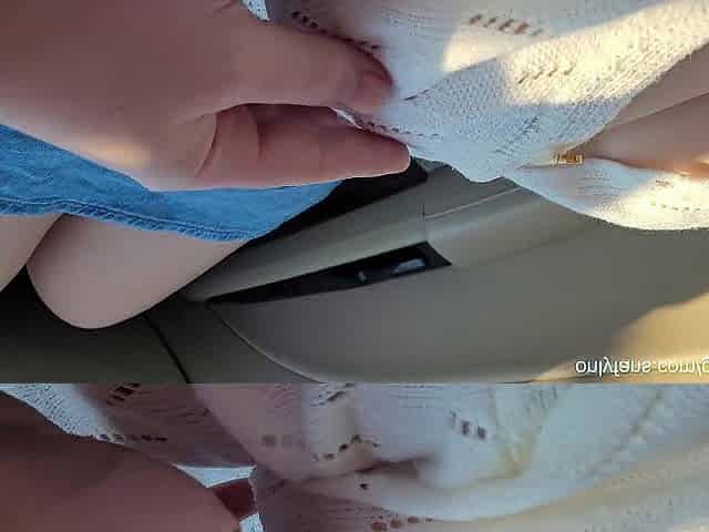 Marvelous Beauty with Large Sensitive Tits in Sweater doesn't Mind Me Touching and Squeezing in the Car