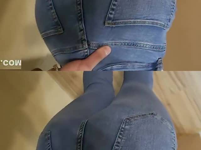 Awesome ass in tight jeans makes a hard Blowjob.