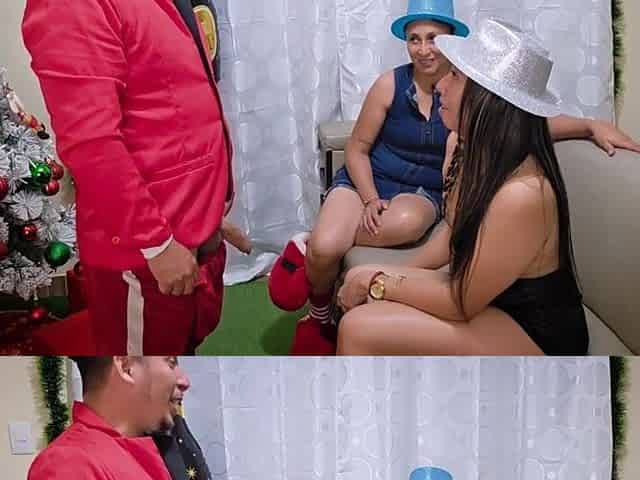 Trio - Stepfather screws his large-bootied stepdaughter and his marvelous wife on Fresh Year's
