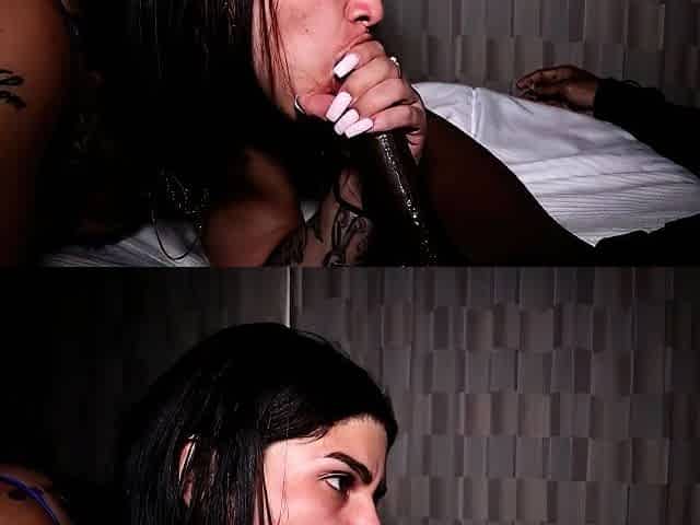 Hot MILF gives blowjob to big cock