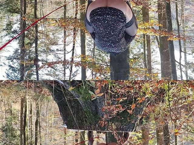 Desperate to Pee, She Has to Pee with Leashed Butt Outdoor