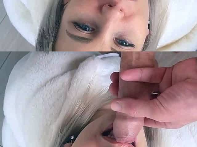 Blonde Babe Gives an Amazing Blowjob to a Big Cock