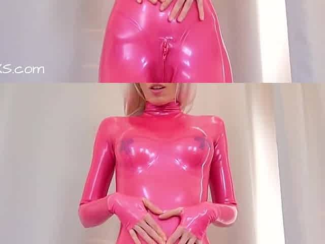 Pink Latex Catsuit Bitch Fucked Hard