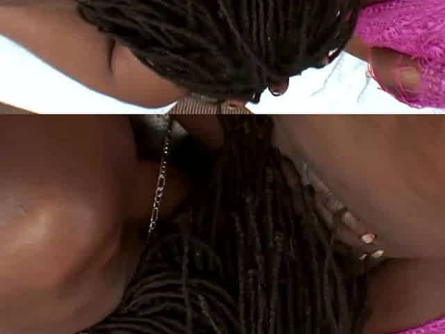 Ebony Pumper With Big Rump in Fishnet Pantyhose Gets Black