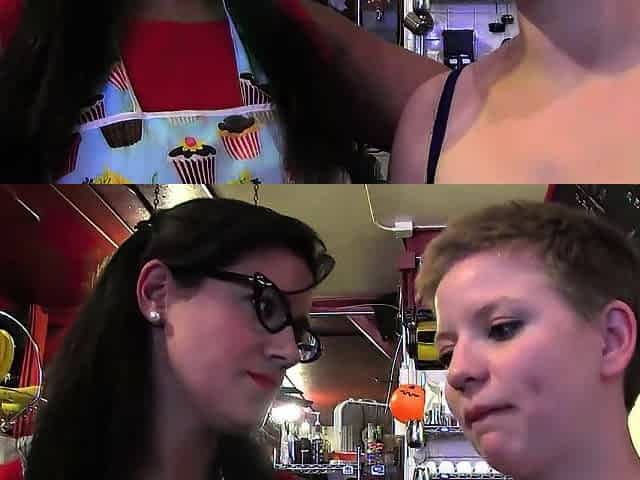 1st time youthful clerk enticed in a bakery by the lesbo boss and screwed behind the counter