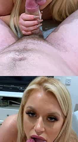 Natural busty blonde blowjob and banging POV