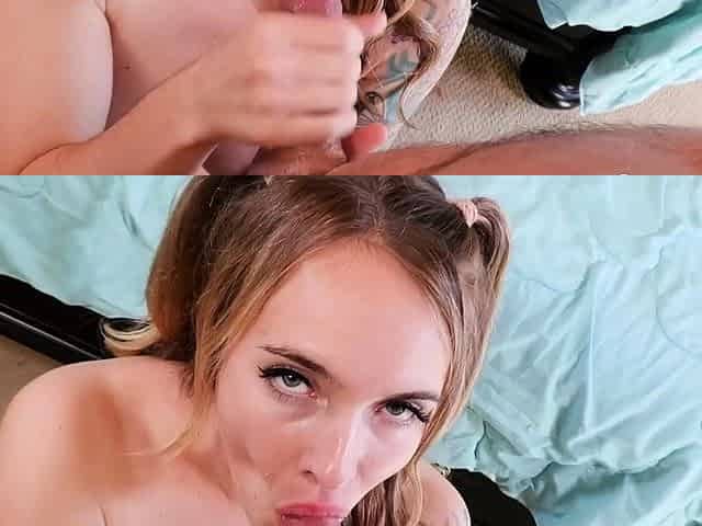 Hot POV homemade blowjob with brunette girlfriend
