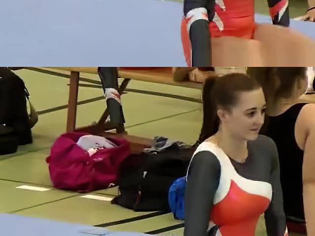 Sporty sweet teen girl warming up