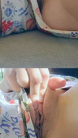 Horny girl next door - gets herself off outside