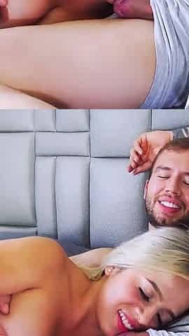 Horny Blonde Stepsister Fucks with Her Stepbrother Brian Evansx Sucking His Pink Cock