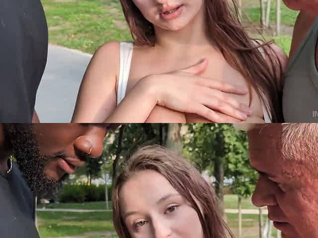 Guys seduced busty hot MILF and invite her for interracial wild gangbang