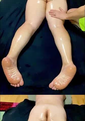 Oiled massage real female climax creampie cunt