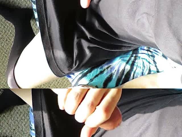 Cummybush finishes him off with a helping hand and receives impure cum drops all over her ebony suit