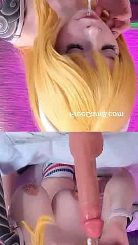 She Takes the Dildo Deep Down her Throat