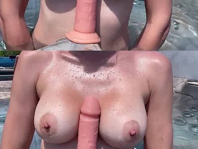 European Stepmom Artemisia Love bare outside in the water playing with her vibrator