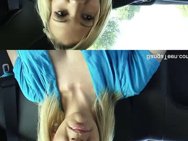 Lewd teen Sara Monroe gets a load on her boobs