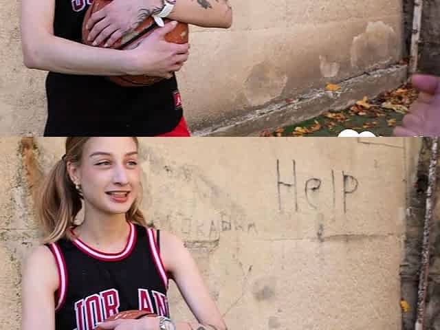 Basketball girl slobbers over my big cock