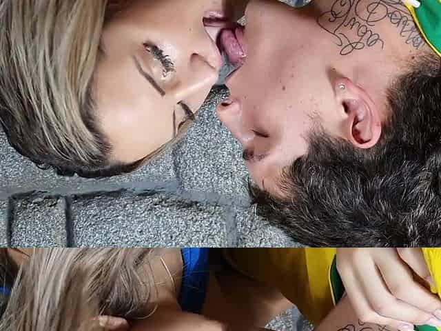 Passionate Latina explores sensual kissing pleasures with lover