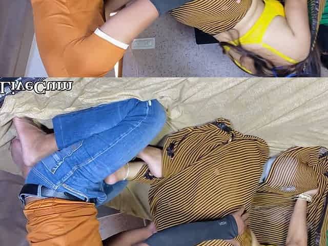 Tamil Bhabhi Enjoyment with Husband Boss Invite Promotion Big Ass Hardcore Fuck Threesom Hindi and Tamil Audio