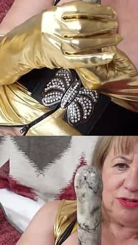 Golden girl toys her pussy