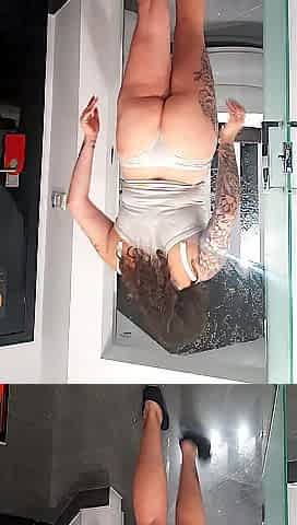 I see my stepsister strip in the washroom and shave her vagina very carefully.