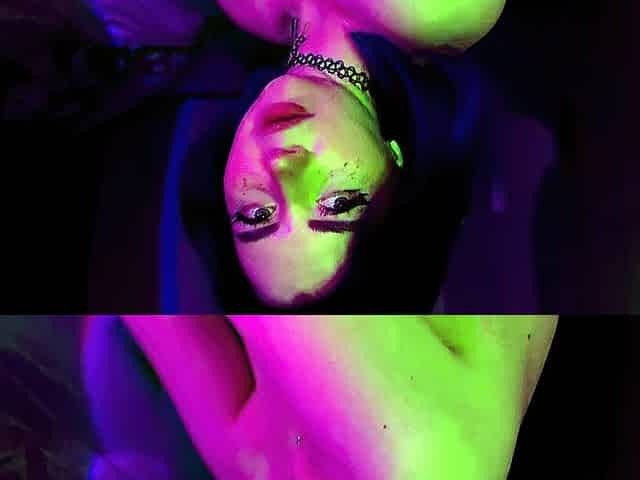 Neon Purple Babe Teasing and Posing in Lingerie
