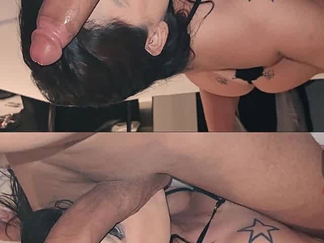 18 Year Old with a Giant Cock Fucked His Married Neighbor in Front of Her Cuckold Husband.