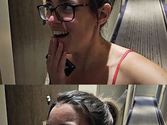 Listening to loud pair screwing in hotel as I rub my clitoris and finger myself
