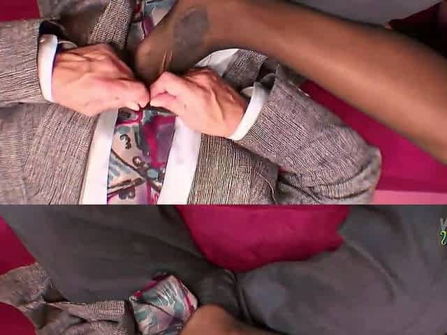 Boss licks undressed older black feet in advance of sticking his weenie inside of her