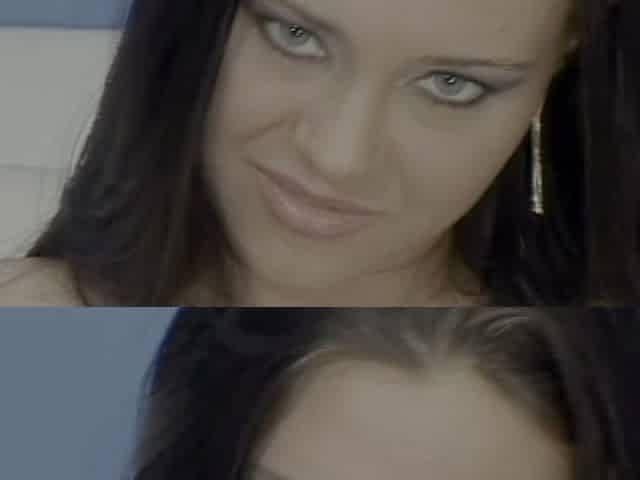 2 Cocks Cum on This Beautiful Slut's Face