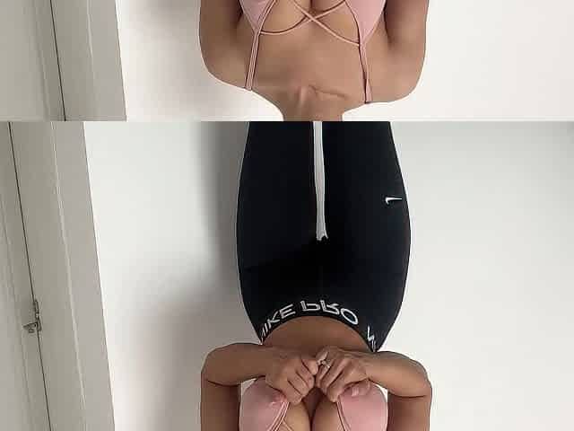 fitness beauty puts on a sexy show in ripped leggings with her excellent booty