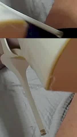 MILF Plays with Her Feet and Cock and Gets a Cumshot on Her Pantyhose, POV
