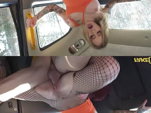 Squirting Slut In Ripped Fishnets Rides Thick Dick