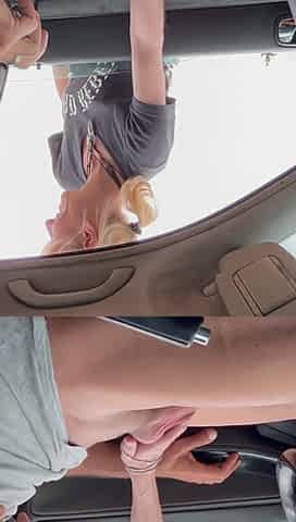 I Take Out My Cock in the Car and a Blonde MILF Ends up Giving Me a Handjob and Blowjob