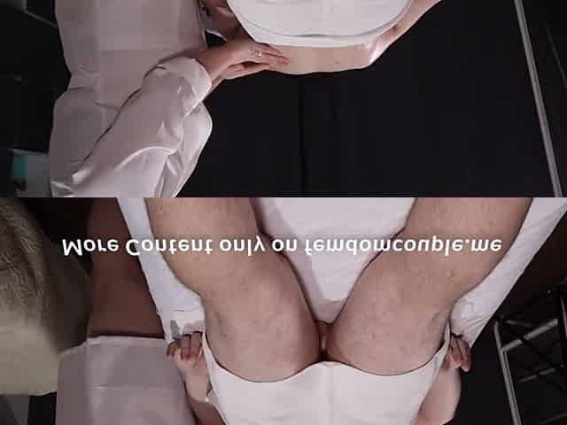 Breasty nurse massages the entire body of the patient