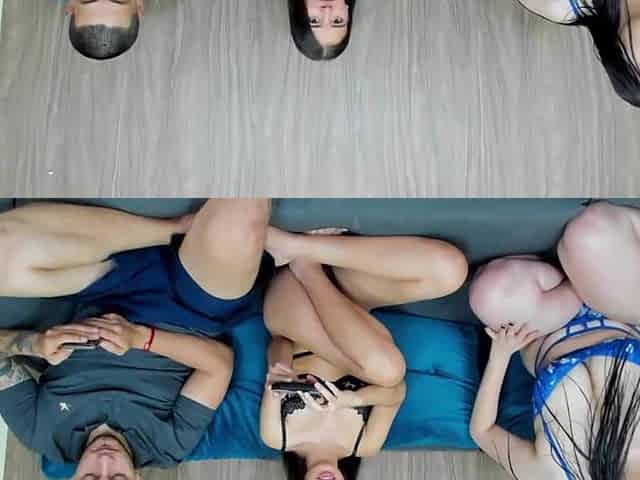 MILF and Her Stepdaughter Seduce Two Guy
