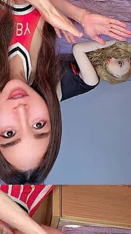 TS Cheerleader Tops Love Doll - Standing Doggy Tease