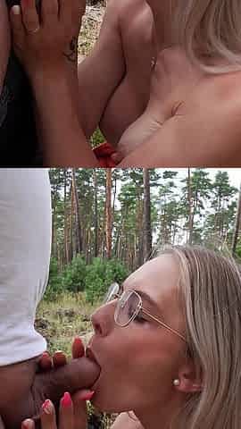 German Fit Glasses Girl with Big Tits Give Stranger a Fuck and Let Him Cum in Her