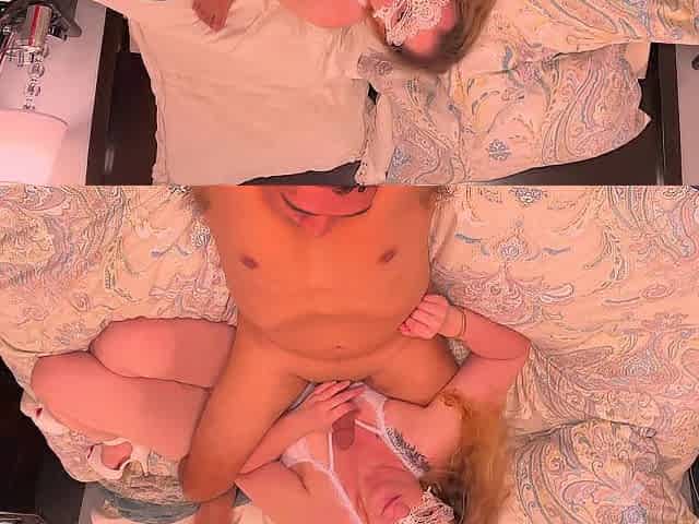 Beauty in white rides herself to climax previous to getting screwed hard