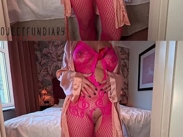 Hot Curvy Girl in Pink Fishnet Bodysuit Gets Cum Dripping Pussy - Projectfundiary