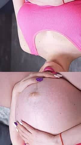 Big Pregnant Belly Waits Your Worshipping! 9 Month Pregnant