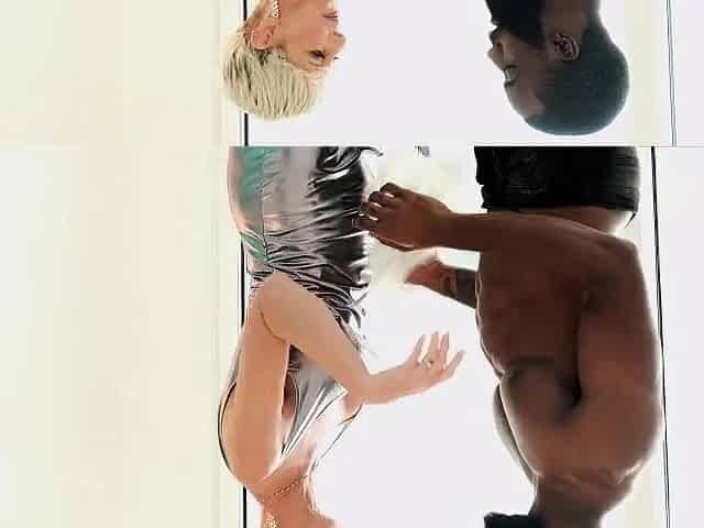Big tit blonde gives blowjob to big cock