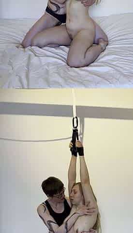 Using My Shackled Lesbian Slut - Fingering, Foot Fucking