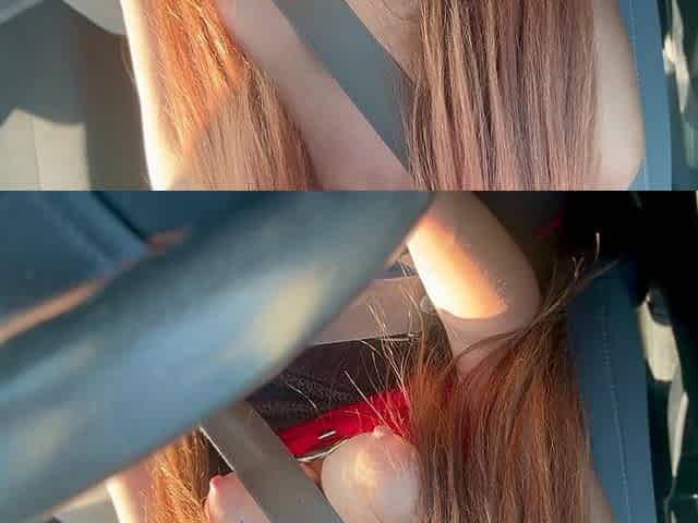 Italian Big Tits MILF Sexy Car Ride Big Tits Flashing Horny Nipples